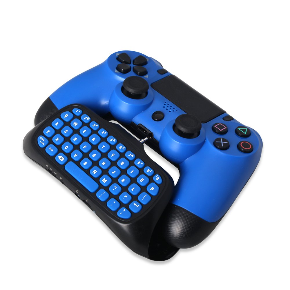 Wireless Gaming Keyboard for PS4, 2.4G Wireless Chatpad, Rechargeable Online Gaming Live Chat Message KeyPad with Built in Speaker & 3.5mm Audio Aux-in for Playstation 4/PS4 Slim/PS4 Pro Controller