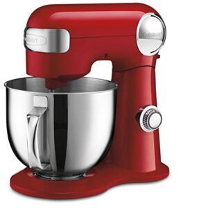 Cuisinart Stand Mixer, 12 Speed, 5.5 Quart Stainless Steel Bowl, Chef’s Whisk, Mixing Paddle, Dough Hook, Splash Guard w/ Pour Spout, Ruby Red, SM-50R, Manual