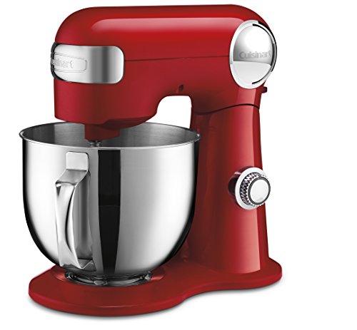 Cuisinart Stand Mixer, 12 Speed, 5.5 Quart Stainless Steel Bowl, Chef’s Whisk, Mixing Paddle, Dough Hook, Splash Guard w/ Pour Spout, Ruby Red, SM-50R, Manual