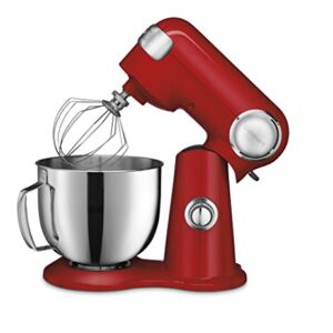 Cuisinart Stand Mixer, 12 Speed, 5.5 Quart Stainless Steel Bowl, Chef’s Whisk, Mixing Paddle, Dough Hook, Splash Guard w/ Pour Spout, Ruby Red, SM-50R, Manual