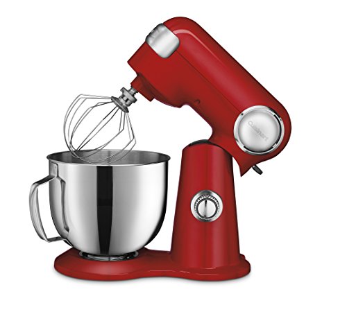 Cuisinart Stand Mixer, 12 Speed, 5.5 Quart Stainless Steel Bowl, Chef’s Whisk, Mixing Paddle, Dough Hook, Splash Guard w/ Pour Spout, Ruby Red, SM-50R, Manual