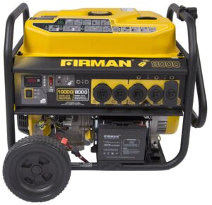 firman p08003 portable generator, 7125/10000-watt, remote start, 12 hour run time - quantity 1