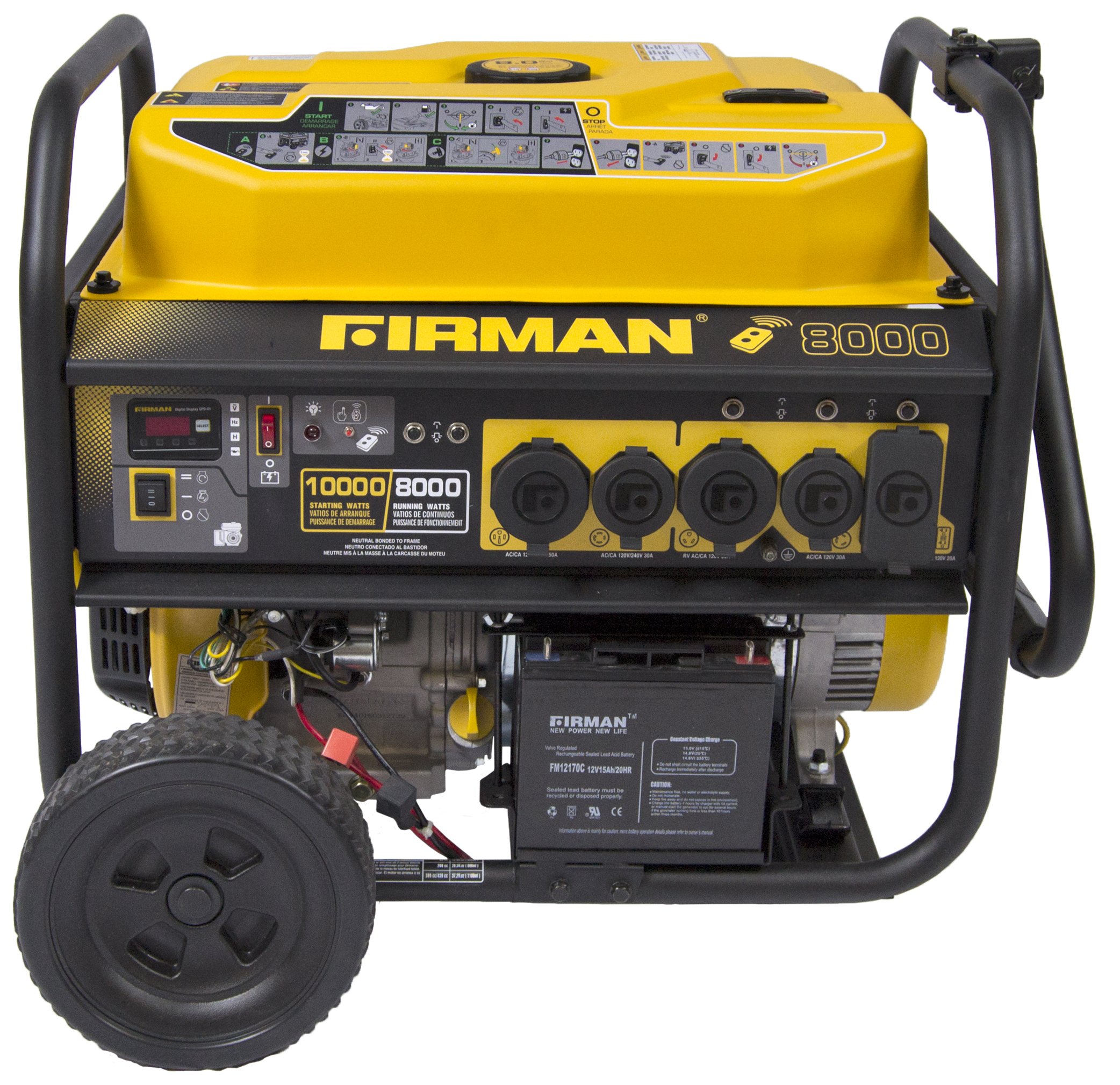 Firman P08003 Portable Generator, 7125/10000-Watt, Remote Start, 12 Hour Run Time - Quantity 1