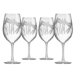 rolf glass dragonfly all purpose wine glass 18 ounce - stemmed wine glasses set of 4 – lead-free glass- etched large wine glasses - made in the usa - a classic