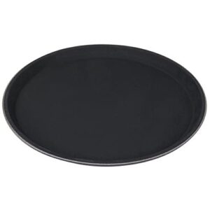 TrueCraftware Set of 2 Round 16" Non-Slip Serving Trays Black- Serving Tray Serving Coffee Appetizer Breakfast Perfect for Kitchen Café Hotel and Restaurants