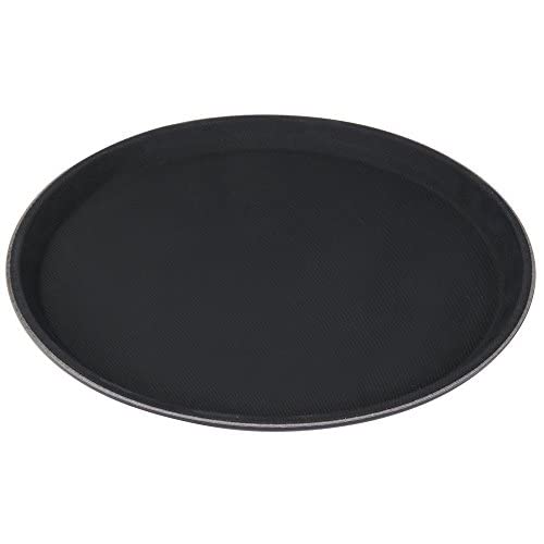 TrueCraftware Set of 2 Round 16" Non-Slip Serving Trays Black- Serving Tray Serving Coffee Appetizer Breakfast Perfect for Kitchen Café Hotel and Restaurants