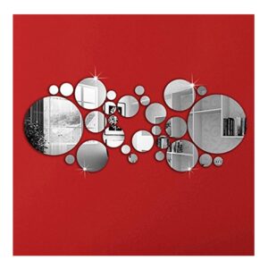 diy mirror wall sticker, omgai removable round acrylic mirror decor of self adhesive circle for art window wall decal kitchen home decoration, 30pcs
