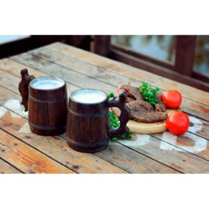 MyFancyCraft Gifts for Men Wood Beer Mug with Box Stainless Steel Cup Men Souvenir Handmade Retro Brown