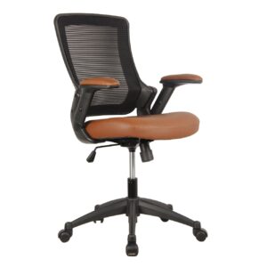 techni mobili height adjustable arms mid-back mesh task office chair, 25" w x 25" d x 34-44" h, brown