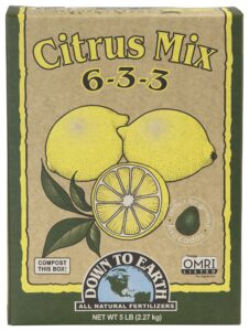 down to earth all natural fertilizers organic citrus mix 6-3-3, 5 lb box fertilizer for lemons, limes, oranges citrus trees