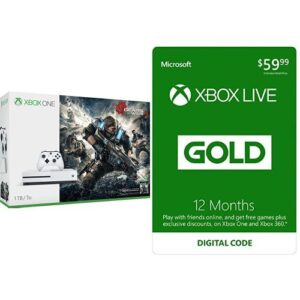 xbox one s 1tb console - gears of war 4 edition + xbox live 12 month gold membership bundle