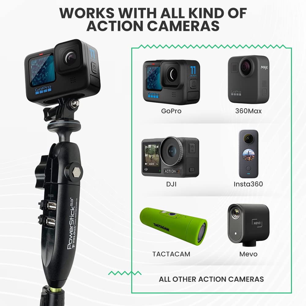 PowerStick 53" Stick Only GoPro Boat Mount & Constant Power YOLOtek VeteranOwned. Go Pro Camera Bass Boat Accessories. GoPro Mount for Go Pro Hero 11 DJI & All Action Camera. Fishing Camera Power Pole