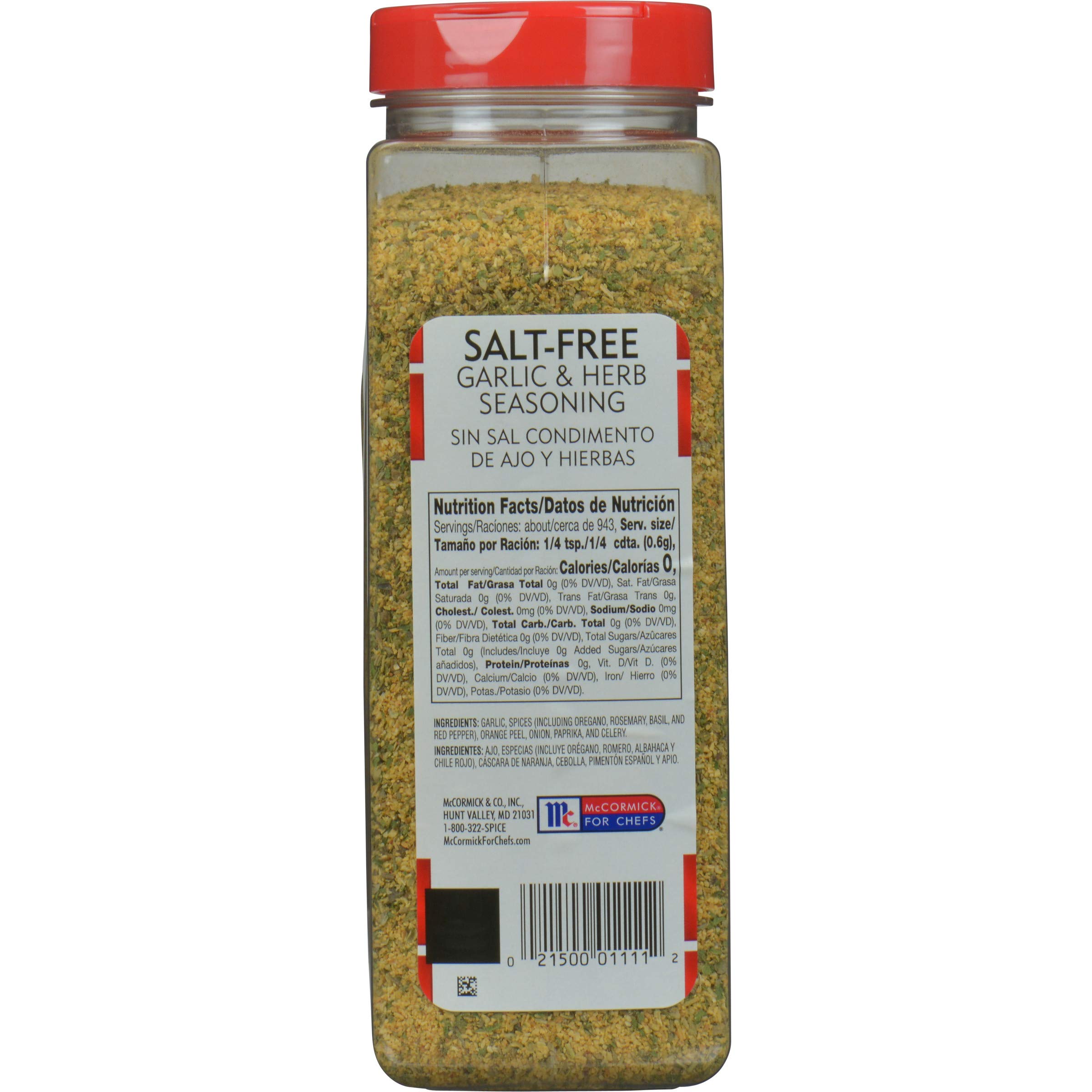 McCormick Perfect Pinch Garlic & Herb Seasoning, 19 oz - One 19 Ounce Container of Garlic Herb Seasoning to Add Zesty Flavor to Chicken, Pasta, Salads and More
