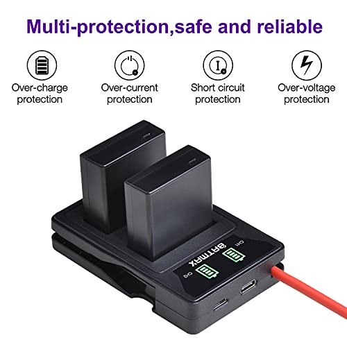 Batmax 2pcs DMW-BLE9 DMW-BLG10 Battery + LED Built-in USB Dual Charger for Panasonic DMW-BLG10E; Lumix DC-ZS70, DMC-GX80, DMC-GX85, DMC-ZS60, DMC-ZS100, DMC-GF6, DMC-GX7K, DMC-LX100K Digital Camera