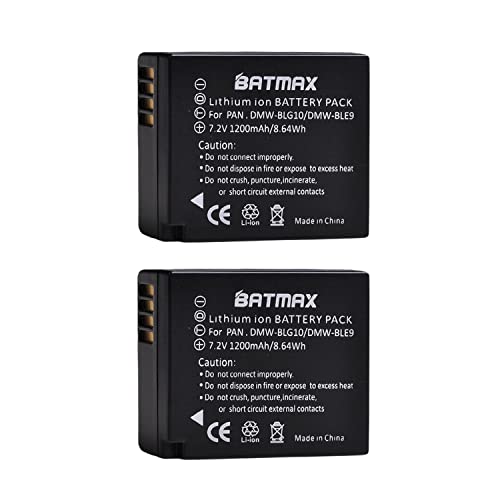 Batmax 2pcs DMW-BLE9 DMW-BLG10 Battery + LED Built-in USB Dual Charger for Panasonic DMW-BLG10E; Lumix DC-ZS70, DMC-GX80, DMC-GX85, DMC-ZS60, DMC-ZS100, DMC-GF6, DMC-GX7K, DMC-LX100K Digital Camera