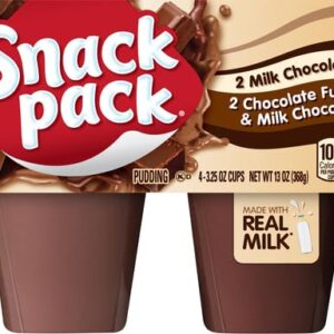 Snack Pack Milk Chocolate and Chocolate Fudge/Milk Chocolate Pudding, 4 Count Pudding Cups