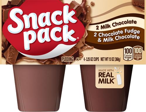 Snack Pack Milk Chocolate and Chocolate Fudge/Milk Chocolate Pudding, 4 Count Pudding Cups