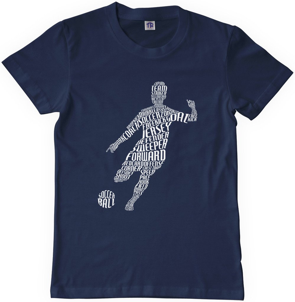 Threadrock Big Boys' Soccer Player Typography Youth T-shirt L Navy