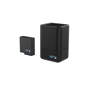 gopro dual battery charger + battery for hero7/hero6 black/hero5 black (gopro official accessory)