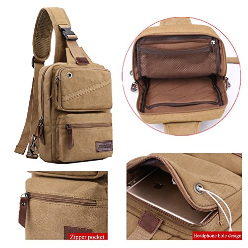 XINCADA Mens Sling Bag Chest Shoulder Bags Canvas Crossbody Backpack Messenger Bag Small Travel Bags