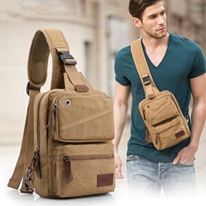 XINCADA Mens Sling Bag Chest Shoulder Bags Canvas Crossbody Backpack Messenger Bag Small Travel Bags