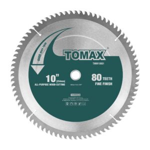 tomax 10-inch 80 tooth atb fine finish saw blade with 5/8-inch arbor