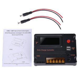 GHB 20A 12V 24V Solar Charge Controller Auto Switch LCD Solar Panel Battery Regulator Charge Controller Overload Protection Temperature Compensation