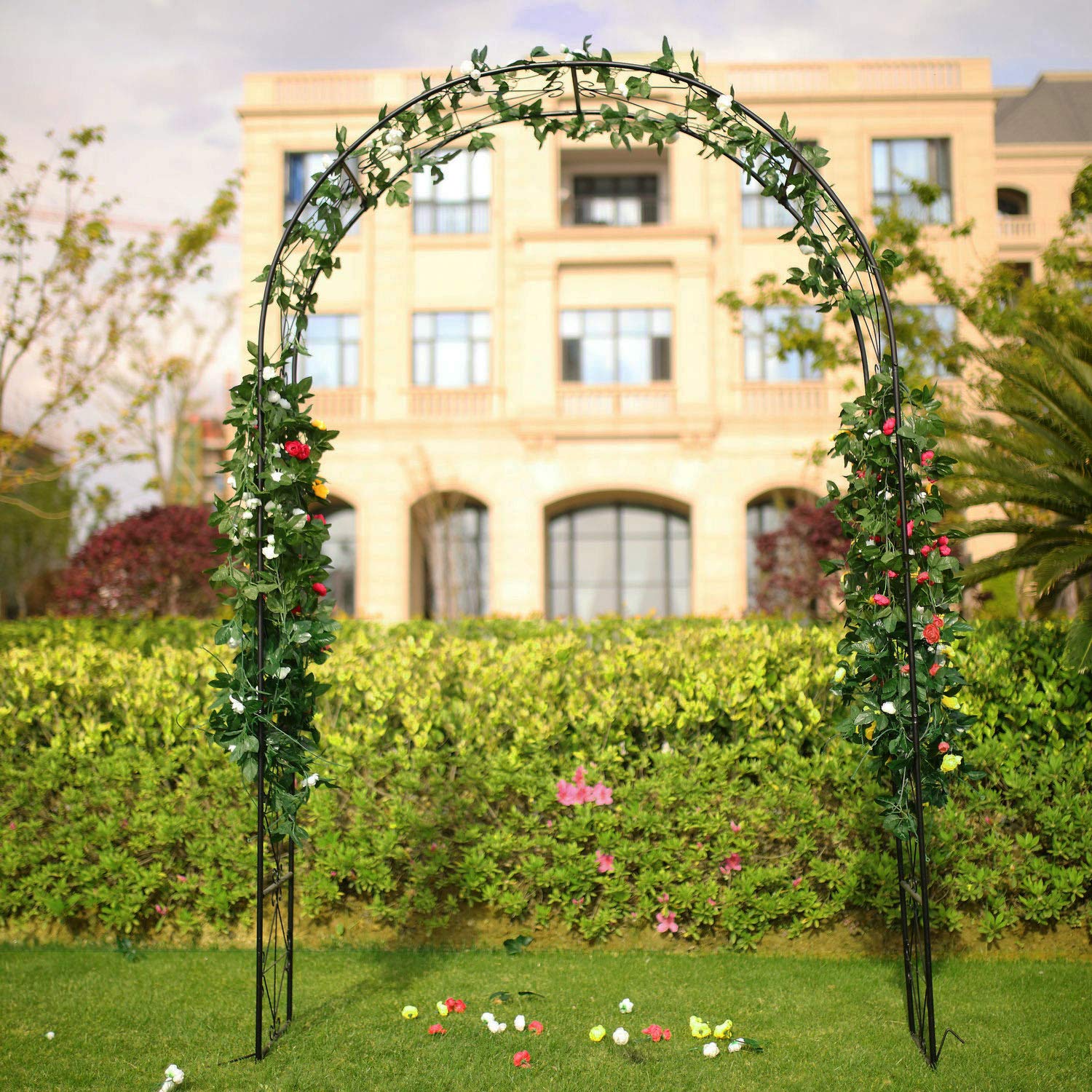 1. GO Steel Garden Arch, 7'2'' High x 4'5'' Wide, Garden Arbor for Various Climbing Plant, Outdoor Garden Lawn Backyard