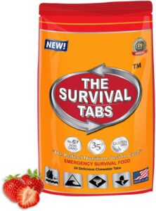 survival tabs 2 day 24 tabs emergency food survival food meal replacement mres gluten free and non-gmo 25 years shelf life long term food storage - strawberry flavor