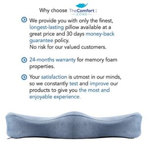 TheComfortZone Seat Cushion for Office Chair Memory Foam Coccyx Cushion Butt Pillow for Sciatica Tailbone & Back Pain Relief Long Sitting Office Desk Gaming Chair Car Seat Cushion Driving-Grey