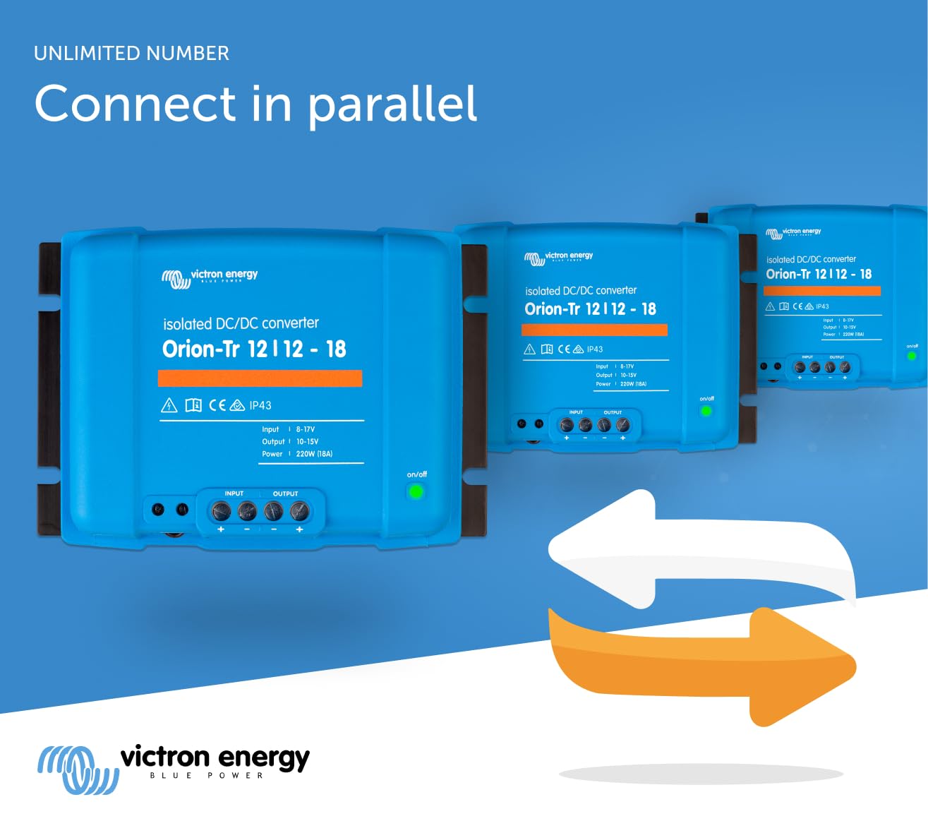 Victron Energy Orion-Tr IP43 12/12-Volt 18 amp 220-Watt Isolated DC-DC Converter