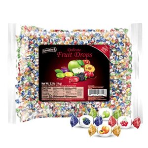 colombina delicate fruit filled drops individually wrapped hard candy in a bulk bag of 4 assorted fruit candy flavors, 2.2 pounds, 660 candies from colombina
