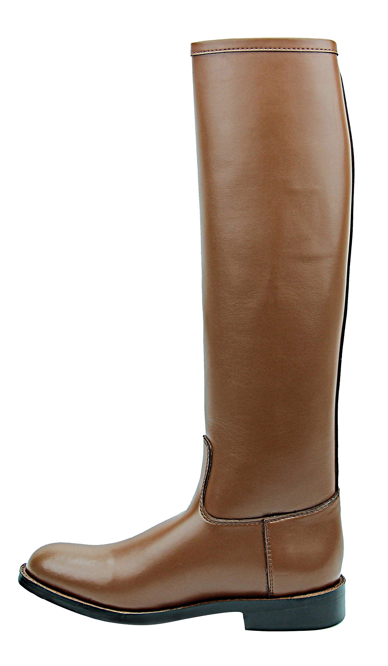 Hispar Women Ladies Spirit Polo Players Boots Tall Knee High Leather Equestrian - Tan 9 Plus Calf