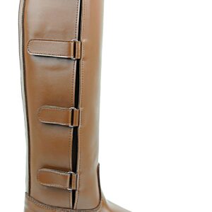 Hispar Women Ladies Spirit Polo Players Boots Tall Knee High Leather Equestrian - Tan 9 Plus Calf