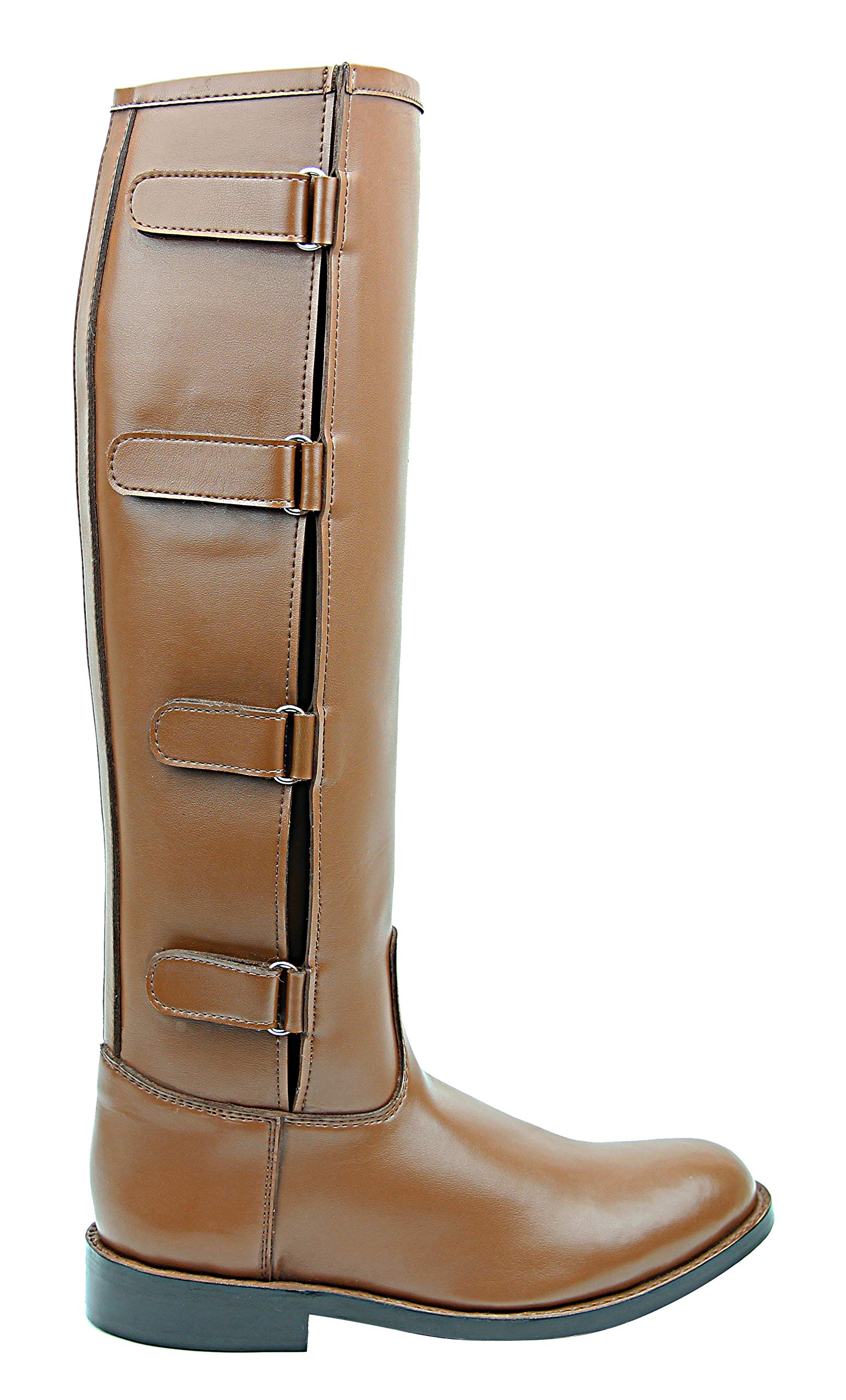 Hispar Women Ladies Spirit Polo Players Boots Tall Knee High Leather Equestrian - Tan 9 Plus Calf