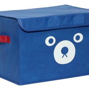 Bear Toy Storage Box Large Size for Boys & Girls - "16x12x10" Toy Chest Organizer for Kids - | Collapsible | Handles | Flip-Top Lids | - Fabric Foldable Bin for Playroom - Nursery Room Organization