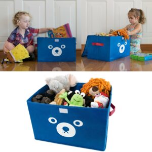 Bear Toy Storage Box Large Size for Boys & Girls - "16x12x10" Toy Chest Organizer for Kids - | Collapsible | Handles | Flip-Top Lids | - Fabric Foldable Bin for Playroom - Nursery Room Organization