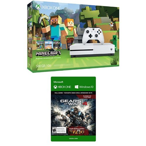 Xbox One S 500GB Minecraft Bundle and Gears of War 4 Standard Edition Digital