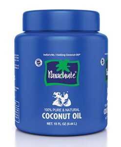 parachute 100% pure and natural unrefined coconut oil | no chemicals & added preservatives | 15 fl oz jar