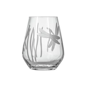 Rolf Glass Dragonfly Stemless Wine Glass 18oz - Set of 4 Tumbler Wine Glasses - Lead-Free Glass - Etched Stemless Wine Glasses - Made in the USA - A Classic