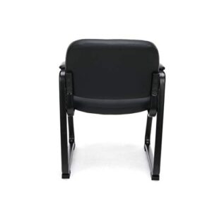 OFM ESS-9015 Bonded Leather Executive Side Chair with Sled Base, Black, Black