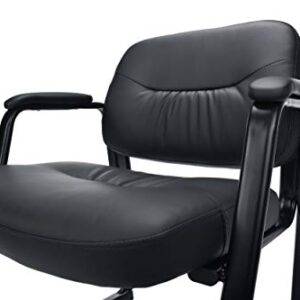 OFM ESS-9015 Bonded Leather Executive Side Chair with Sled Base, Black, Black