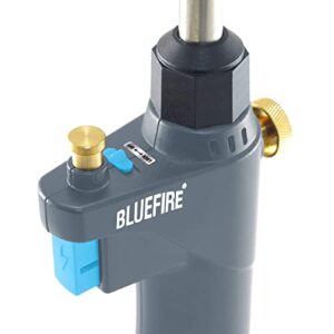 BLUEFIRE BTS-8090 Auto ON/OFF Trigger Start Heavy Duty Gas Welding Torch Head Adjustable Swirl Flame Hand Hold Portable Fuel by MAPP/MAP Pro/Propane 1lb Bottle Tank (Torch Kit with MAPP Cylinder)