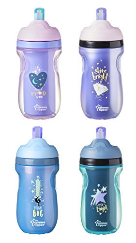 Tommee Tippee Insulated Toddler Straw Sippy Cup, 9-Ounce, 12+ Months – 2 Count (Colors Will Vary)