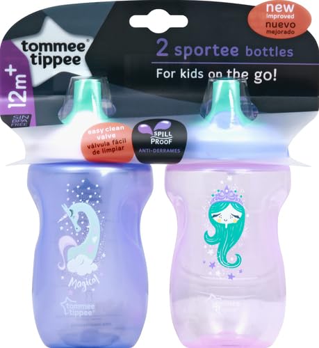 Tommee Tippee Toddler Sportee Sippy Cup, 12+ Months – 2Pk (Colors & Designs Vary)