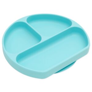 bumkins silicone grip dish, suction plate, divided plate, baby toddler plate, bpa free, microwave dishwasher safe , blue-gd, 1 count