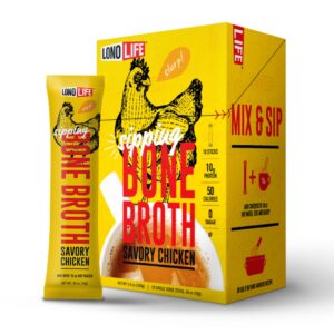 lonolife chicken bone broth sticks: 10g protein, keto-friendly, 10 portable servings