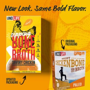 LonoLife Chicken Bone Broth Sticks: 10g Protein, Keto-Friendly, 10 Portable Servings