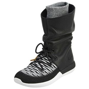 nike womens roshe two hi flyknit trainers 861708 sneakers boots (uk 4 us 6.5 eu 37.5, black white 002)