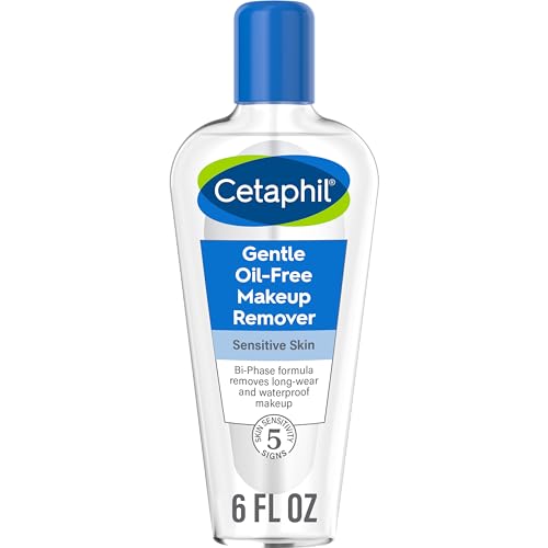 Cetaphil Gentle Waterproof Makeup Remover, Oil-Free Formula Suitable for Sensitive Skin, 6.0 Fluid Ounce